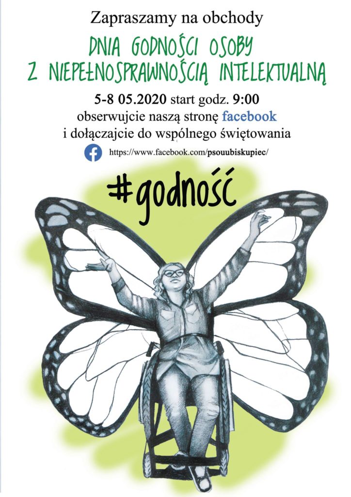 plakat dzień godności PSONI Biskupiec motyl